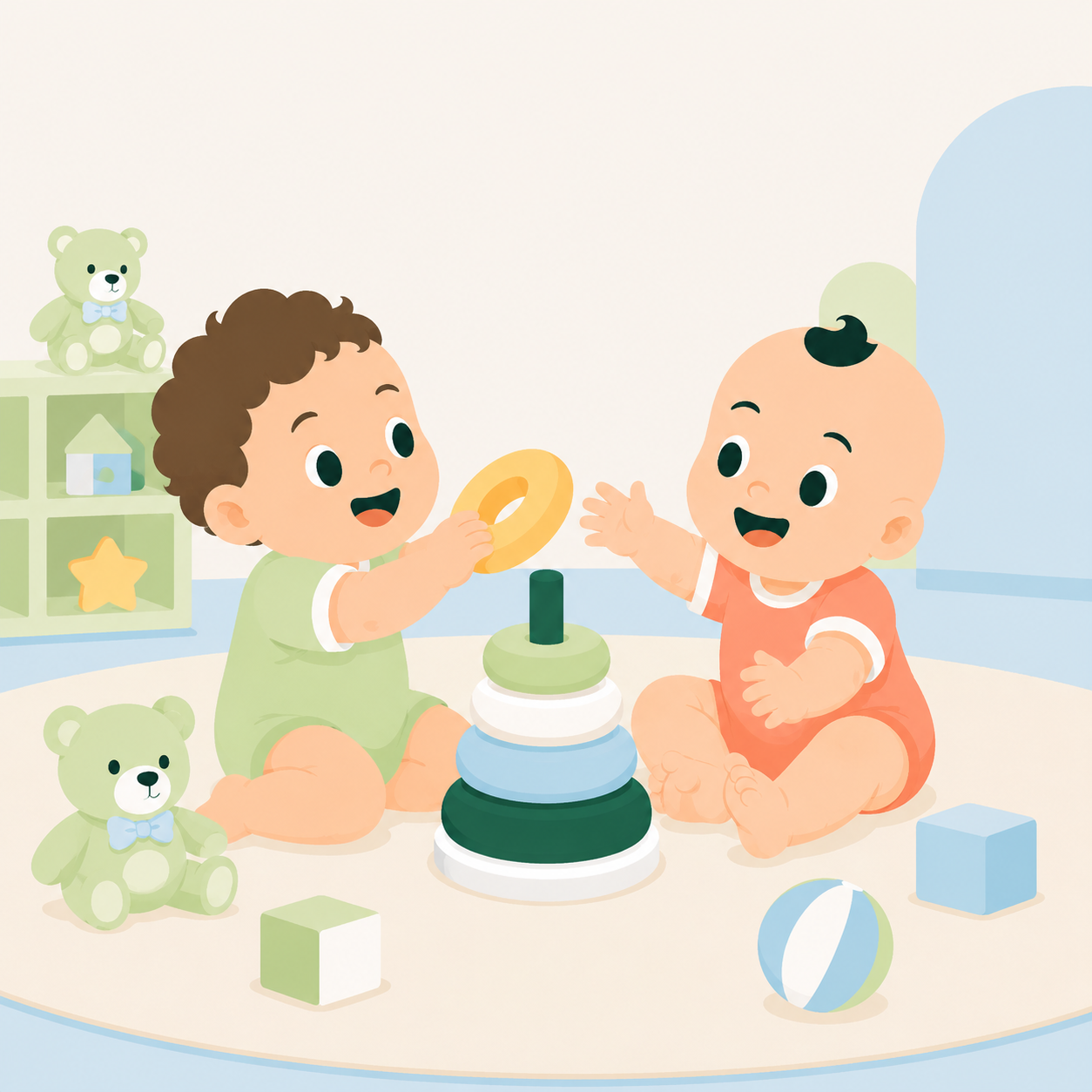 Two babies playing together